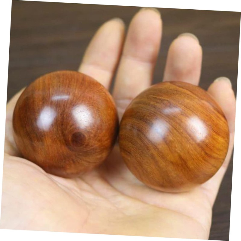 FRCOLOR 2pcs Wooden Massage Balls Round Fitness Hand Exercise Balls
