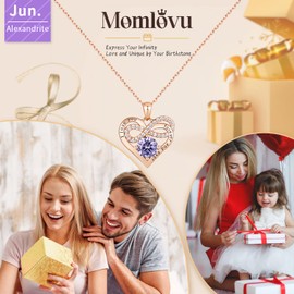 Momlovu Rose Gold Infinity Heart Necklace for Women 925 Sterling Silver Necklace Christmas Gifts for Women Her