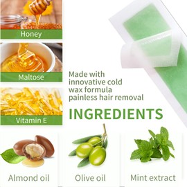 Wax Strips for Hair Removal - 98% Natural Formula for Sensitive Skin, Facial Hair Removal for Women - Gently and Quickly Removes Hair from Eyebrows, Body, Legs, and Bikini Line- Hypoallergenic 2Pcs