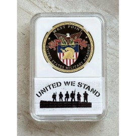 UNITED STATES ARMY MILITARY ACADEMY WEST POINT USMA CHALLENGE COIN WITH CASE