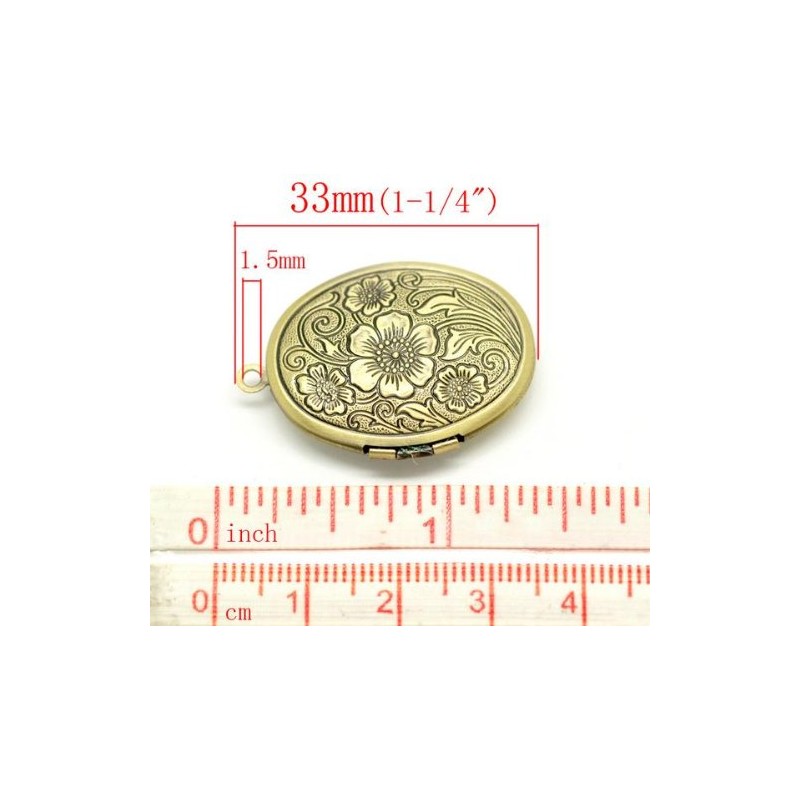 Art Nouveau Style Jean Carry Pattern Copper Patina Beauty Oval