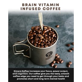 Kimera Koffee - Organic Light Roast Ground Coffee | Focus Blend | Infused with Brain Vitamins | L-theanine | Amplifies Alpha Brain Waves| Enhance Mental Endurance & Awareness | 12oz