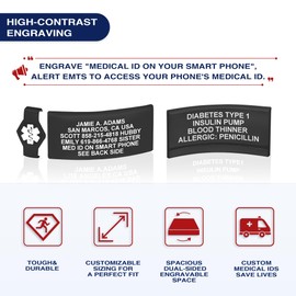 Divoti Divoti Custom Dual-Sided Engraved Silicone Medical Alert ID Wristband w/Security Clasp & Trim-to-Fit Soft White Silicone Band w/Security Clasp - 20MM PVD Black/Red