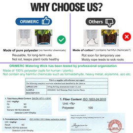 ORIMERC 30 feet 1/6 inch Self Watering Capillary Wick Cord Vacation Plant Sitter DIY Hydroponic Wicking Self-Watering Planter Pot Automatic Water System Device Potted Violet Auto Seedling Waterer Rope