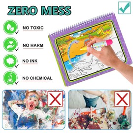 Joyfia Water Colouring Book with Water Pens, Children's Drawing Book, Doodle Painting Board Craft Set, Painting with Water, Educational Toy, Birthday Gift for Girls Boys from 3-8 Years (Dinosaur &