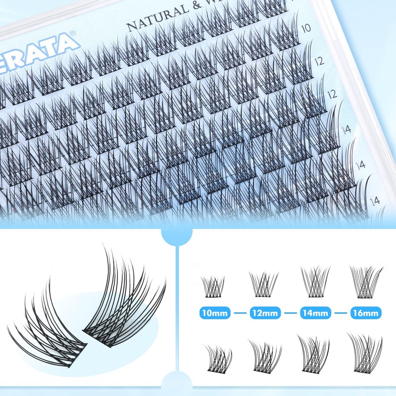 PHKERATA Wispy Lash Clusters Natural Eyelash Clusters 108 pcs Cluster