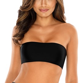 RELLECIGA Women's Swimwear Bikini Bandeau Top Strapless Lambada Top, black, S