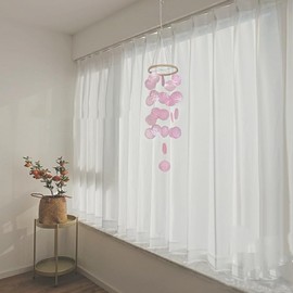 Wind Chime, Boho Decorative Shell Dream Catcher Garlands Capiz Shell Wind Chimes for Outdoor Use, 73 cm Length, Hanging Ornament, Wall Hanging, Pendant, Gifts for Patio, Garden, Yard Decoration, Pink