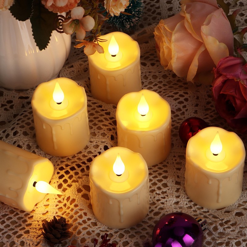 FREEPOWER Rechargeable Flameless LED Votive Candles with Timer Remote -