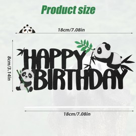 Panda Geburtstagskuchenaufsatz, Happy Birthday Kuchenaufsatz Panda Kuchenaufsatz Panda Happy Birthday Kuchendekorationen für Frauen Mädchen Babyparty (Schwarz)