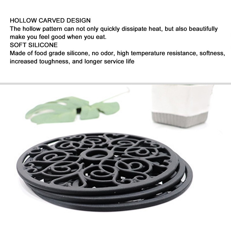 3pcs Modern Kitchen Trivets Waterproof Hollow Carved High Temperature Resistance