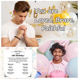 PEALICIOUS 18th Birthday Gifts for Boys, 18th Birthday Bracelets as 18th Birthday Decorations for Boys, Meaningful Christian Gifts with Happy 18th Birthday Card for 18 Year Old Son Grandson Nephew