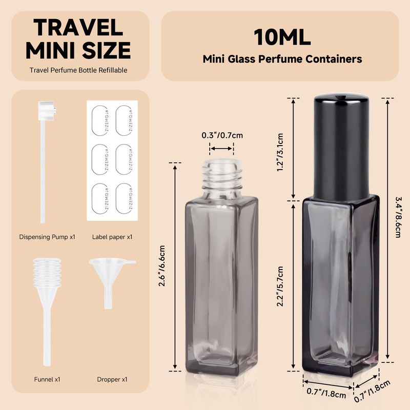 ZIZEMOJA Perfume Refill Bottle, Mini Leak-proof Portable Perfume Travel Refillable