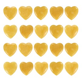 PATIKIL Heart Crystals Stone, 20 Pcs Natural Crystal Polished Love Gemstone Rose Quartz Pocket Bulk Set Balancing Meditation Gifts for Mother Women Birthday, Yellow