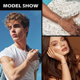 TAGOMEI Silver Initial Bracelets for Men Valentines Day Gifts for Him Birthday Gifts for Mens A-Z Letter Bracelet Boyfriend Dad Husband Couples Adjustable Stainless Steel Cuban Link Chain Bracelet