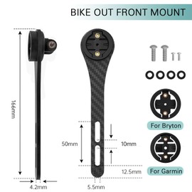 Gasea Out Front Computer Mount, Multifunctional Carbon Fiber Bike Mount Integrated Handlebars Holder for Action Cameras, Bike Head Light