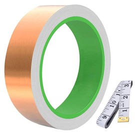 Youmile Double-Sided Conductive Copper Foil Tape (30mm/1.18inch x 30m/98ft) 0.05mm Thickness for Guitar,Electrical Repairs,Soldering with 1.5m/16ft Measuring Tape