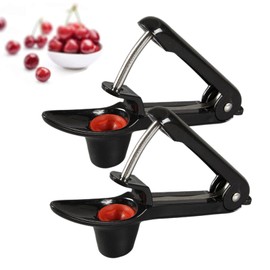Eidoct 2pcs Cherry Pitter Tool, Cherry Pitter Remover Cherry Stoner, Multi-Function Fruit Corer and Pitter Remover, Cherry Corer Pitter Tool for Cherries Jam (Black)