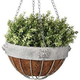 Esschert Design AM Löwe Hanging Basket, 26.2 x 26.2 x 16 cm, Aged Metal, Hanging, Antique Metal, Grey