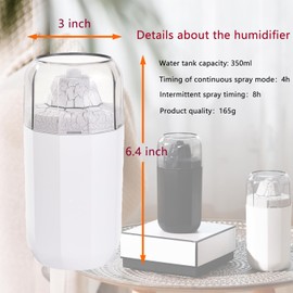 Viewmoi Volcano Humidifier, 350ml USB Personal Desktop Humidifier Perfect for Bedroom, Office & Car. Auto Shut-Off, 2 Mist Modes, Super Quiet (White)