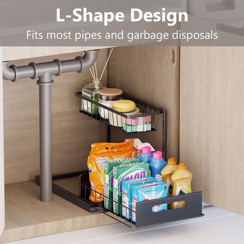 Ceetug Under Sink Organizers and Storage 2 Tier Slide Out