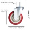 Swivel Stem Casters, Heavy Duty Double-Locking Castors with Red PU