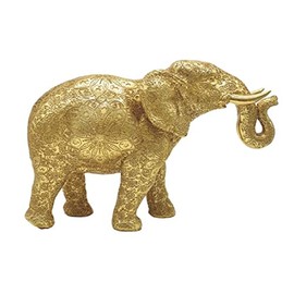 ICE ARMOR 7.25" W Gold Thai Elephant Statue Feng Shui Decoration Religious Figurine Office Desk/Home/Living Room/Table Decor, Perfect House Warming Gifts for New Home