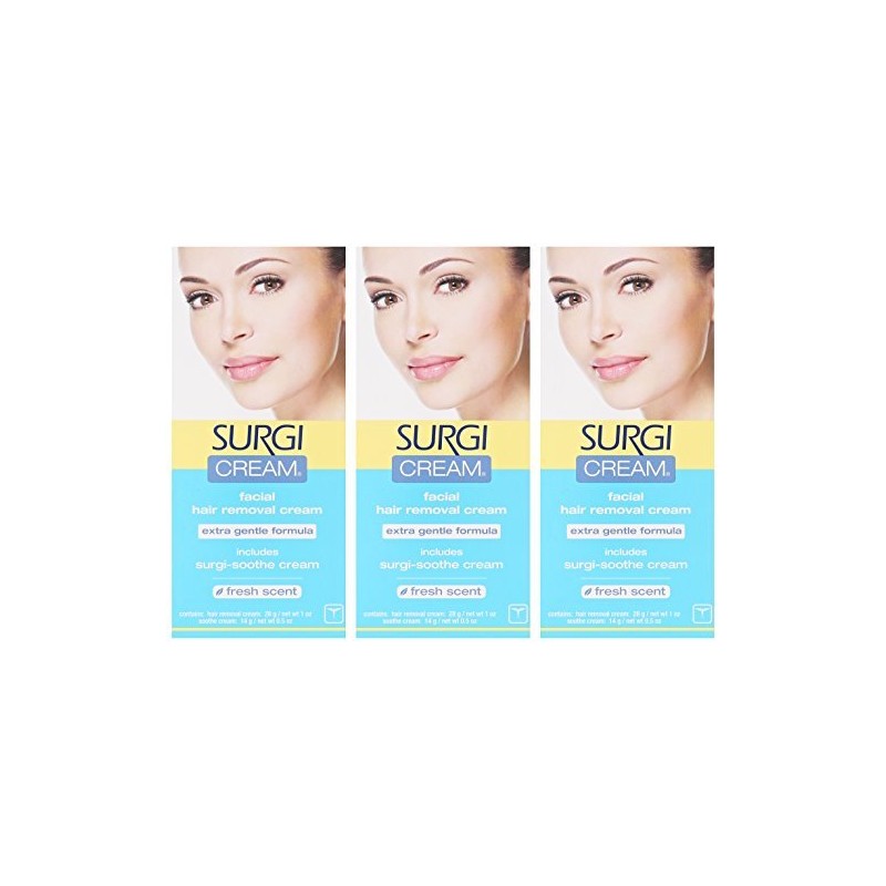 Surgi-cream Hair Remover Extra Gentle Formula For Face, 1-Ounce Tubes