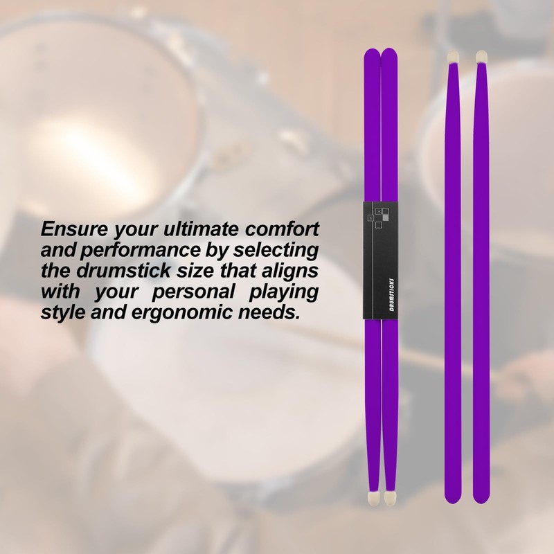 CashBeat 5A Maple Wood Drumsticks, Non-Slip Grip, Classic Purple Drum