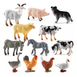 Set 12 Animales Granja Juguete Figuras Realistas Maqueta