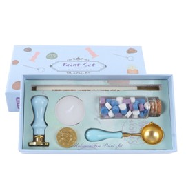 Wax Sealing Stamp Kit Clear Pattern Delicate Wax Detachable Handle DIY Wax Sealing Kit for DIY Invitations Letters Envelopes Blue