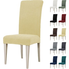 Ystyle Stretch Chair Covers, Set of 4, Chair Covers, Elastic, Removable, Washable, Universal Covers for Chairs, Chair Covers for Hotel, Banquet, Kitchen, Restaurant, Wedding Party, Beige