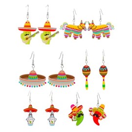 Mexican Earrings for Women Colorful Fiesta Horse Cactus Chill Dangle Earrings Cinco De Mayo Jewelry