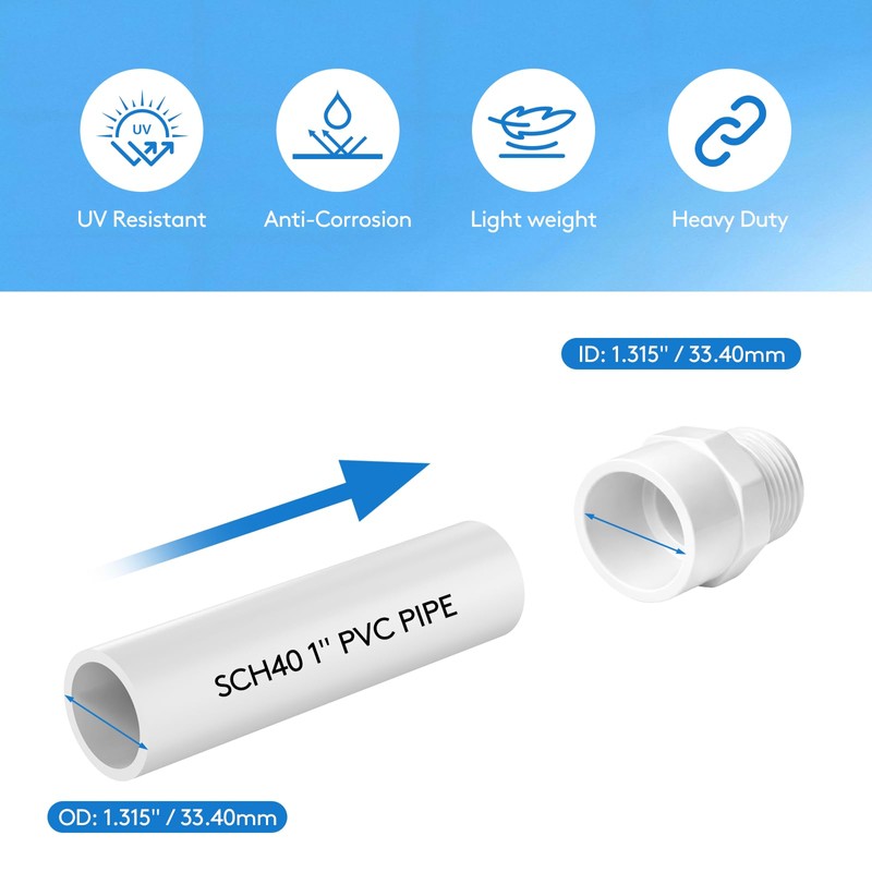 9 Pack 1" PVC Male Adapter, Schedule 40 (Socket x