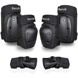 Adult/Kids Knee Pads Elbow Pads Wrist Guards Set for 3-8 Years, Child Protective Gear Set for Roller Skates, Cycling, BMX Bike, Skateboard, Inline Skating, Scooter Riding Sports Black S