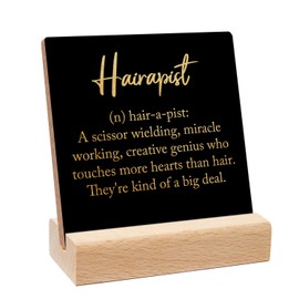 Cidobi Hairapist Wooden Sign, Hairapist Noun Sign with Wooden Stand, Office Desktop Sign, Suitable for Barber Desk Home Desktop Decoration Sign 4 X 4 Inches