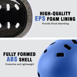 Youth Kids Bike Helmet, Skateboard Bicycle Helmet for Age 5-8-14 Children Boys Girls Adjustable and Multi-Sport for Scooter Roller Skate (Blue M)