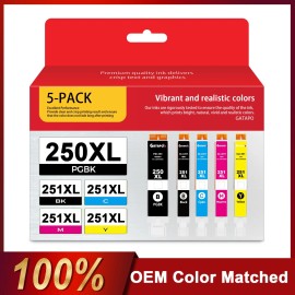 GATAPO® PGI-250XL CLI-251XL Ink Set (5-Pack) for Canon IP7220 IP8720 Printers