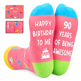 Zmart 90th Birthday Gift Ideas for Women - Socks for Older Women over 90, Best Gifts for 90 Year Old, Old Lady Gifts for Women