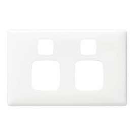 HPM Linea 2 Gang Double Powerpoint Horizontal Coverplate, White
