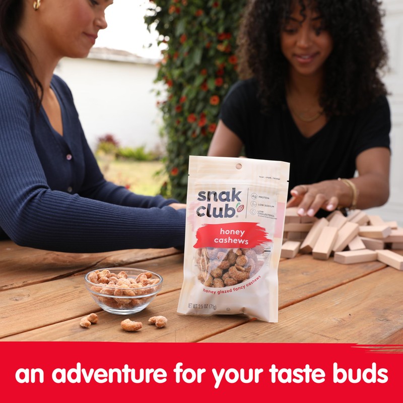 Snak Club Honey Cashews, Honey Glazed Nuts, Kosher Snack, 2.5