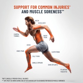 KT Tape, Original Cotton, Elastic Kinesiology Athletic Tape, 20 Count, 10” Precut Strips, Red