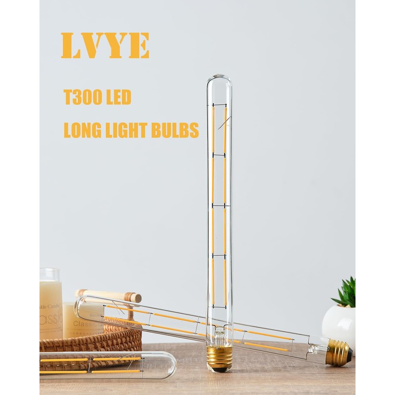 LVYE T10 Tubular Bulbs, Dimmable Led Light Bulb,E26 Medium Base,10W