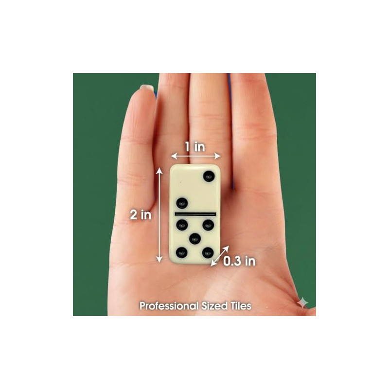 Double Six Professional Dominoes - White with Black Dots, Case