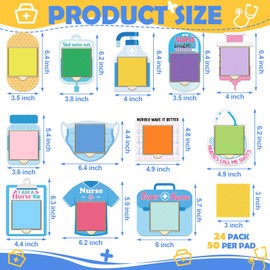 AmazingSpark 48 Pcs Nurses Appreciation Gifts Nurses Sticky Note Holder Gifts for Nurses Day Thank You Gifts Bulk Sticky Note Pad Holder Sticky Notes for Nurses Coworker Employee