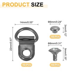 uxcell 10 Sets Shoelace Hook, Boot Lace Hooks D-Ring Eyelet Buckles with Rivets, Boots Eyelet Repair Clips for Hiking Boots Shoe Leather Bag, 9x14mm Metallic Black