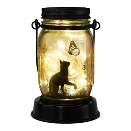 Cat Butterfly Solar Light, Fairy Lantern Garden Lights, jar Bottle Light, Solar Lanterns Outdoor Garden Decor, mom Gift, Grandma Gift, Gifts for Mother, Cat Lover Gifts