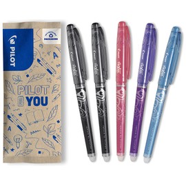 PILOT FriXion Point Erasable Rollerball Pen Set of 5 (Black, Pink, Light Blue, Purple)