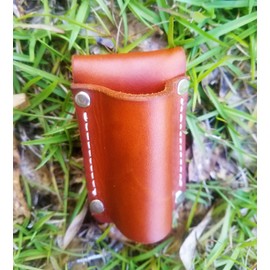 Leather Flashlight Holster for AA Battery Flashlights - Heavyduty Made in USA (Saddle Tan (Snap))