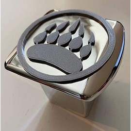 LicensePlateFreak Bear Tribal Claw Paw in 3D - 2 inch Trailer Hitch Cover Chrome with Grey